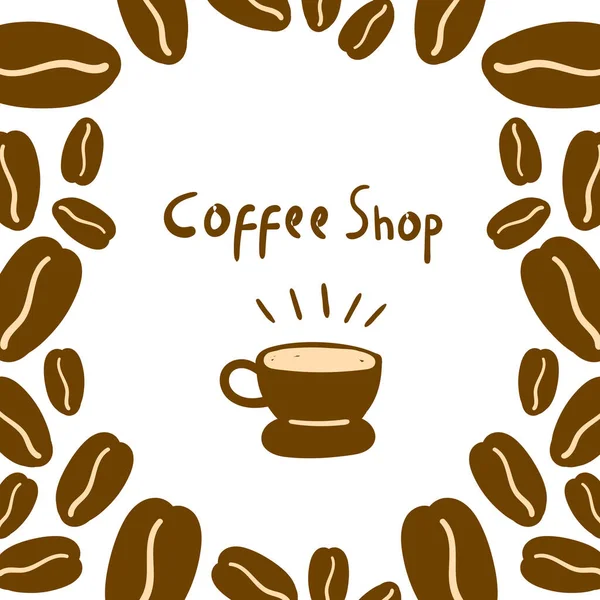 Café Poster Hintergrund Mit Tasse Und Braunen Kaffeebohnen Isoliert Auf — Stockvektor