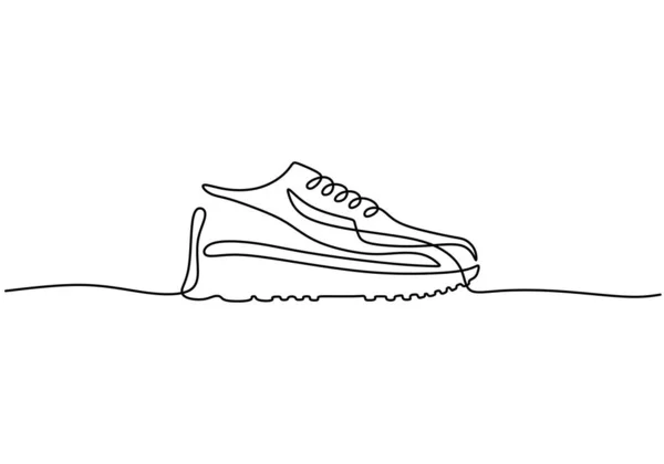 Desenho Contínuo Uma Linha Tênis Sapatos Esportivos Estilo Minimalista Conceito — Vetor de Stock