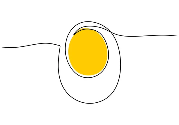 Disegno Linea Continuo Uovo Lato Soleggiato Mano Uovo Disegnato Una — Vettoriale Stock