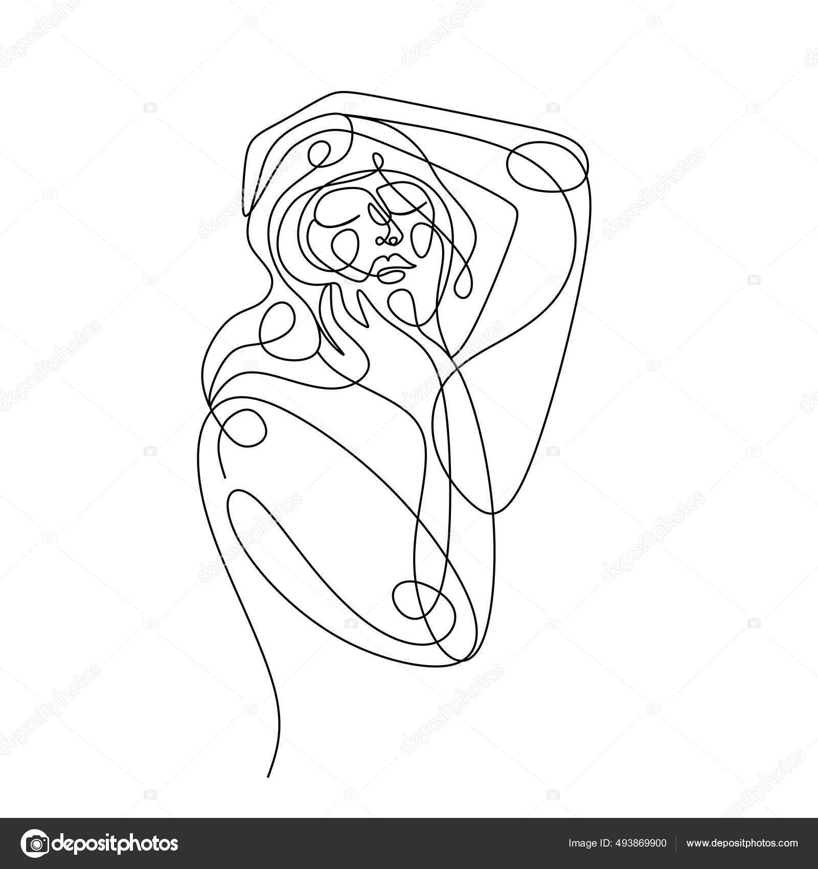 Female Minimalist Face Beauty Continuous Line Art One Line Drawing ...