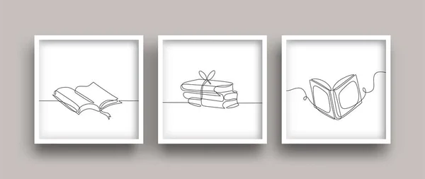 Dessin Trait Ensemble Livres Affiche Illustration Abstraite Symboles Étude Dessinés — Image vectorielle