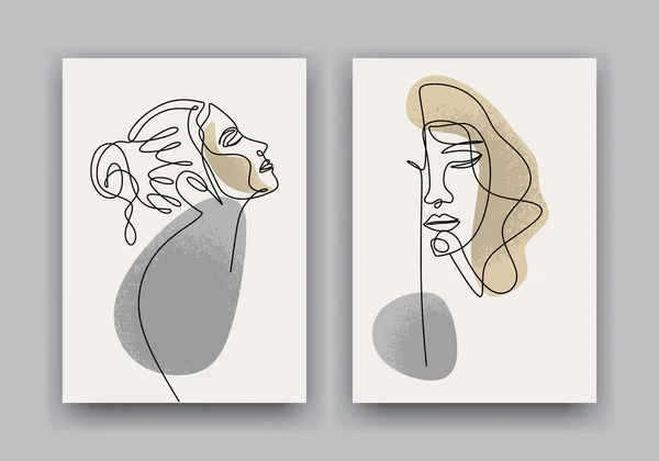 Kvinna Ansikte Linje Konst Affisch Minimalistisk Affisch Samlingar — Stock vektor