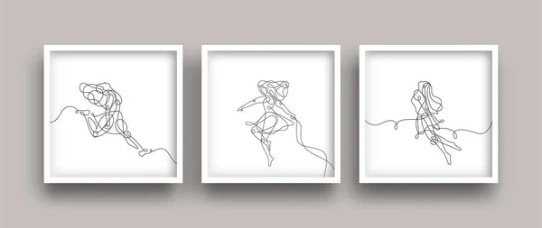 Minimalisme Art Femme Continue Une Ligne Dessin Style Ensemble — Image vectorielle