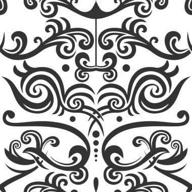 Kabilenin etnik, pürüzsüz şekli. Beyaz arkaplanda izole edilmiş klasik tarz. Dövme ya da kusursuz bir süs olarak kullanılabilir. Etnik bohem el yapımı tasarım. Vektör illüstrasyonu