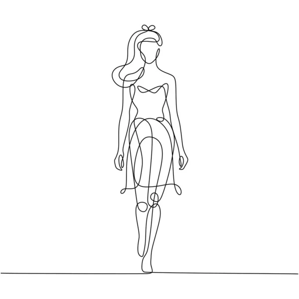 Beauté Femme Ligne Dessin Vectoriel Minimaliste Femme Avec Joli Corps — Image vectorielle