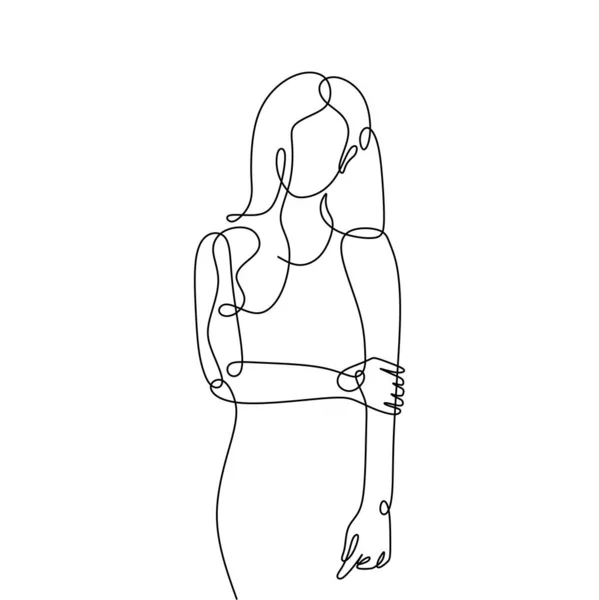 Art Linéaire Continu One Line Dessin Belle Femme Abstraite Dessin — Image vectorielle