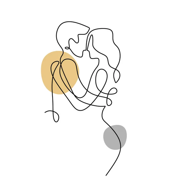 情侣接吻线的画 简约的爱情和浪漫的想法 很适合海报和墙体艺术装饰 具有简单概念的矢量图解抽象面 — 图库矢量图片