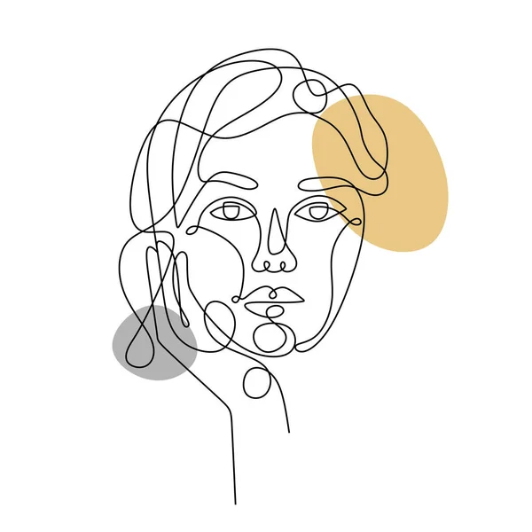 Abstract Woman Face One Line Drawing Retrato Estilo Minimalista — Vetor de Stock