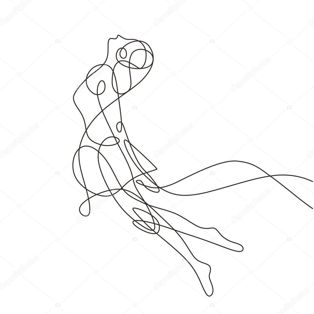 Beauty woman line drawing vector minimalist. Woman with pretty body, good for poster and wall art.