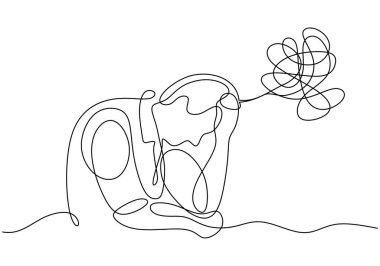 Akıl sağlığı sorunu olan bir adam. Sürekli çizim, baş ağrısı ve stresi olan minimalist insan tarzı. Hüsrana uğramış, üzgün insanlar..