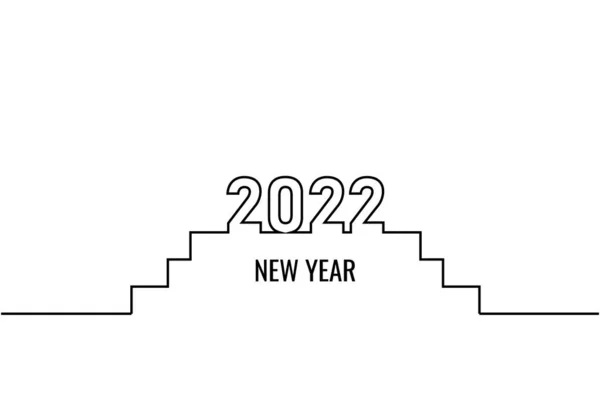 Desenho Contínuo Uma Linha Texto Ano Novo 2022 Ano Novo — Vetor de Stock