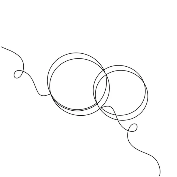 Непрерывный Рисунок Линии Обручальные Кольца Шаблон Любовных Открыток Приглашений Черный — стоковый вектор