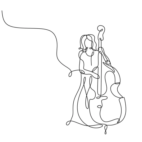 Violoncelle Lecteur Musique Continue Dessin Une Ligne Minimaliste Vecteur Une — Image vectorielle