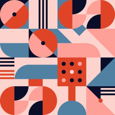 Bauhaus tarzında soyut geometrik renkli, dikişsiz desen. desen tasarımı