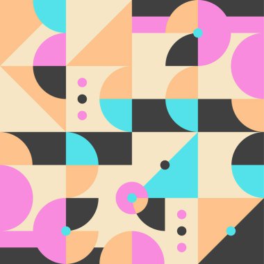 Bauhaus tarzında soyut geometrik renkli, dikişsiz desen. desen tasarımı