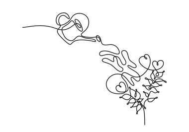 Spreyli suyun durmaksızın tek sıra halinde çizilmesi. Suyun kalbe dökülmesi. Hayırseverlik günü konsepti..