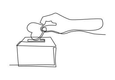 Sürekli bir çizim, ebeveynin yardım kutusuna sevgi dolu bir kalp verdiği. Aile sigortası sembolü. Hayırseverlik günü birinci satır.