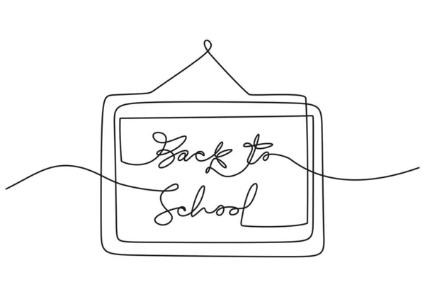 Continuous One Line Drawing Back School Handwritten Words School Board — Stock Vector