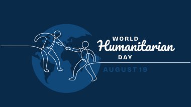 Dünya İnsani Yardım Günü bayrağı, bir diğerine sürekli olarak yükselmesi için yardım ediyor.