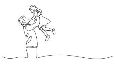 Babanın sürekli olarak koruma ve sevgiyi temsil eden küçük bir kızı kucağına alması Babalar Günü kartları, aile iş logoları ve baskı tasarımları için harika bir şey.