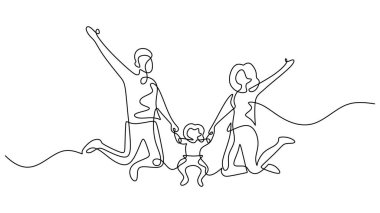 Aile eğlencesinin sembolü, sürekli çizilen bu aile çizimi ve çocuk atlaması sağlık ve refah damgası için harikadır..