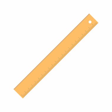 Ölçüm ve çizim için cetvel. Okul kırtasiyesi ve ofis malzemeleri. Geometri, matematik ve teknik çalışmalar için bir araç. Düz çizgi film vektör çizimi arkaplanda izole edildi.