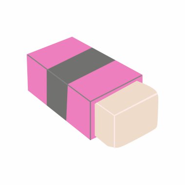 Hataları düzeltmek için silgi. Okul ve ofis kırtasiyesi. Öğrencilerin kalem çizimlerini silmeleri için bir eğitim aracı. Düz vektör çizimi beyaz arkaplanda izole edildi.