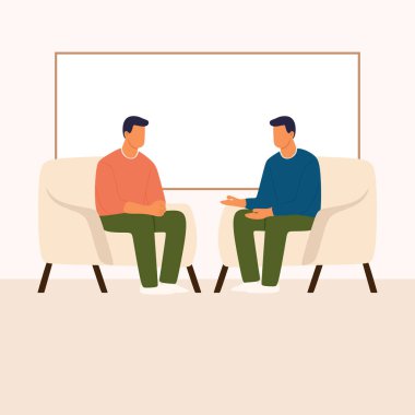 Çevrimiçi psikoloji terapi seansı. Psikolog, dizüstü bilgisayardan bir hastaya danışmanlık yapıyor. Sanal akıl sağlığı desteği ve danışmanlık kavramı. Düz vektör illüstrasyonu.