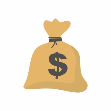 Zenginlik kavramı. Para çantasının düz çizimi. Basit şekilli modern vektör. Bankacılık ve yatırım tasarımları için mükemmel.