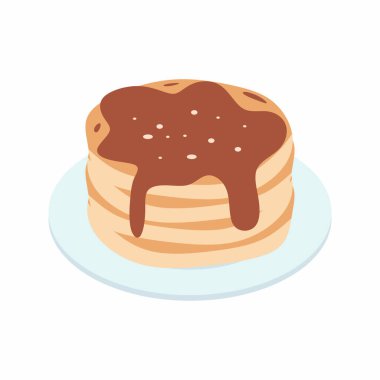 Kahvaltı konsepti için krep yığınının düz çizimi. Basit vektör tasarımı. Çizgi film basit nesne.