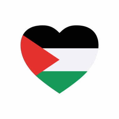 Basit düz dizayn Filistin kalbi. Aşk bayrağı dayanışmayı temsil eder. Ölçeklenebilir vektör grafiği.