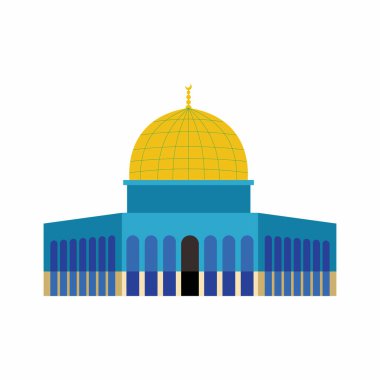 Rock konseptinin kubbesi. Kudüs simgesinin düz çizimi. Basit şekilli modern vektör.