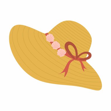 Basit bir hasır şapka tasarımı. Temiz vektör çizimi. Modern minimalist tarzda. Yaz ve tatil temaları için mükemmel.