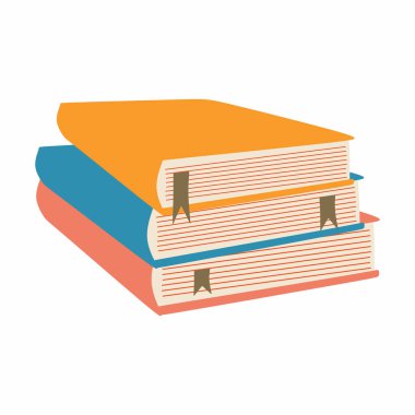 Yer imli bir yığın kurgu kitabı. Okuma konsepti. Vektör çizimi grafiği. Eğitim temaları için basit şekillere sahip modern daire tasarımı.