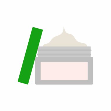 Çamur maskeli kavanoz modern düz stil. Kaplıca tedavisi cilt temizliğini sembolize ediyor. Vektör çizimi. Doğal güzellik tasarımları için mükemmel..