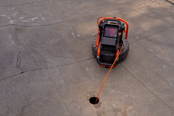 Portable Camera Pipe Inspection Other Plumbing Work — Stock Photo, Image