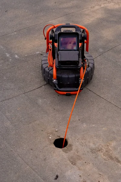 Portable Camera Pipe Inspection Other Plumbing Work — Stock Photo, Image