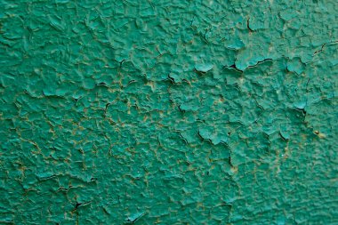 Metal tahtada eski yeşil boya. Arkaplan için doku. Kapat..