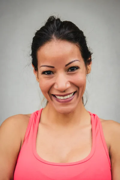 Mutlu fitness kadın yüz portre — Stok fotoğraf