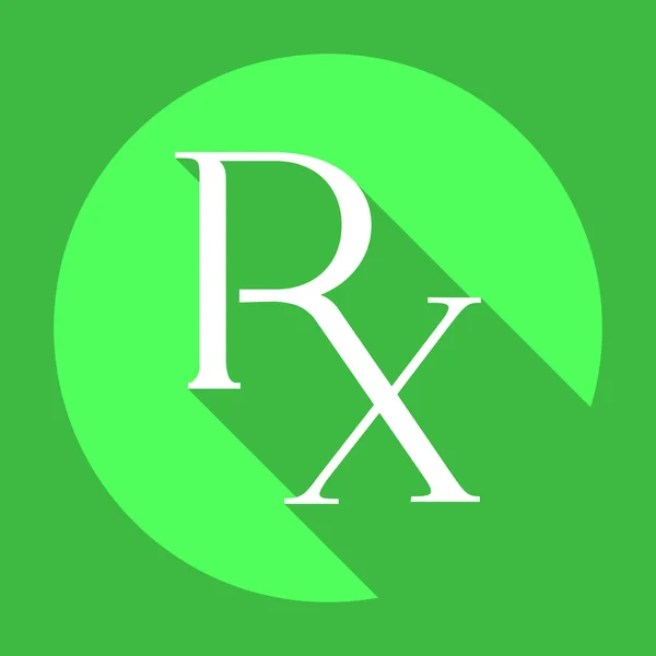 Rx işareti. Eczane sembolü. Yeşil arka plan üzerinde bir eczane reçete sembolü olarak Rx. Modern düz stil. Rx işareti. — Stok fotoğraf