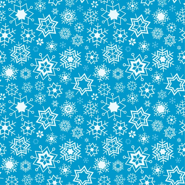 Blue vector winter background with snowflakes. Seamless pattern. — Stock Vector