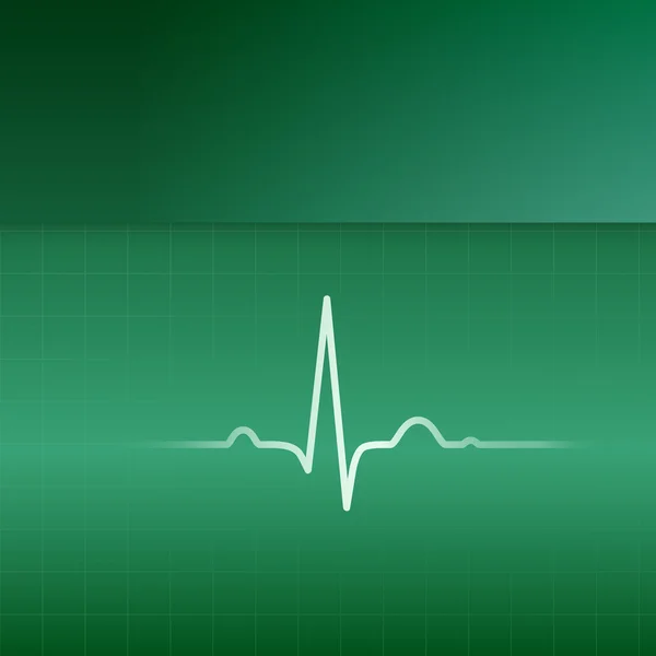 Línea EKG y fondo verde. Lugar para su texto . — Vector de stock