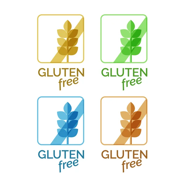 Signos sin gluten para su producto en cuatro colores — Archivo Imágenes Vectoriales