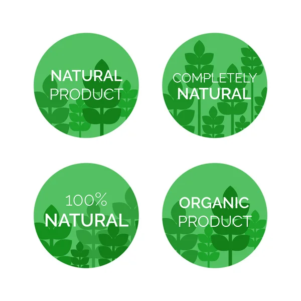 Cuatro etiquetas de productos naturales en la ilustración vectorial — Vector de stock