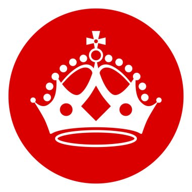 Taç kırmızı zemin üzerine. Sakin taç tutun. Vektör çizim.