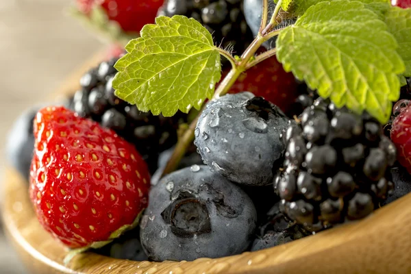 Strawberries, blackberries and blueberries close up Royalty Free Stock Images