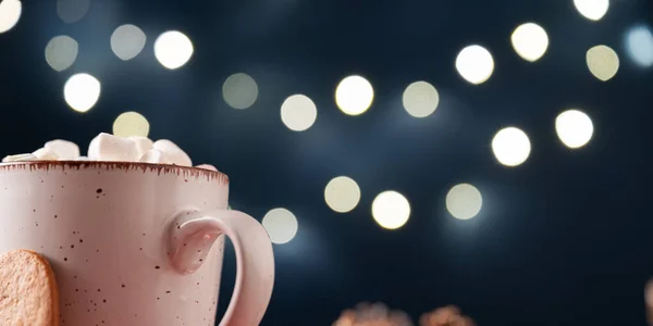 Deckel Einer Kaffee Oder Kakaotasse Mit Mini Marshmallows Urlaubsambiente Mit — Stockfoto