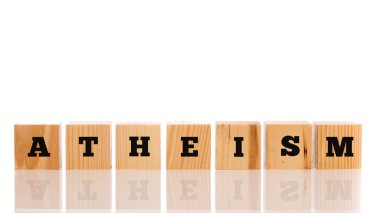 Row of wooden blocks spelling - Atheism clipart