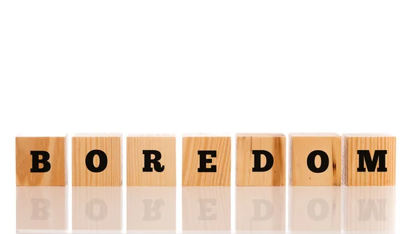 La parola - Boredom- su cubi di legno — Foto Stock