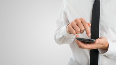 İşadamı kullanarak dokunmatik ekran Smartphone